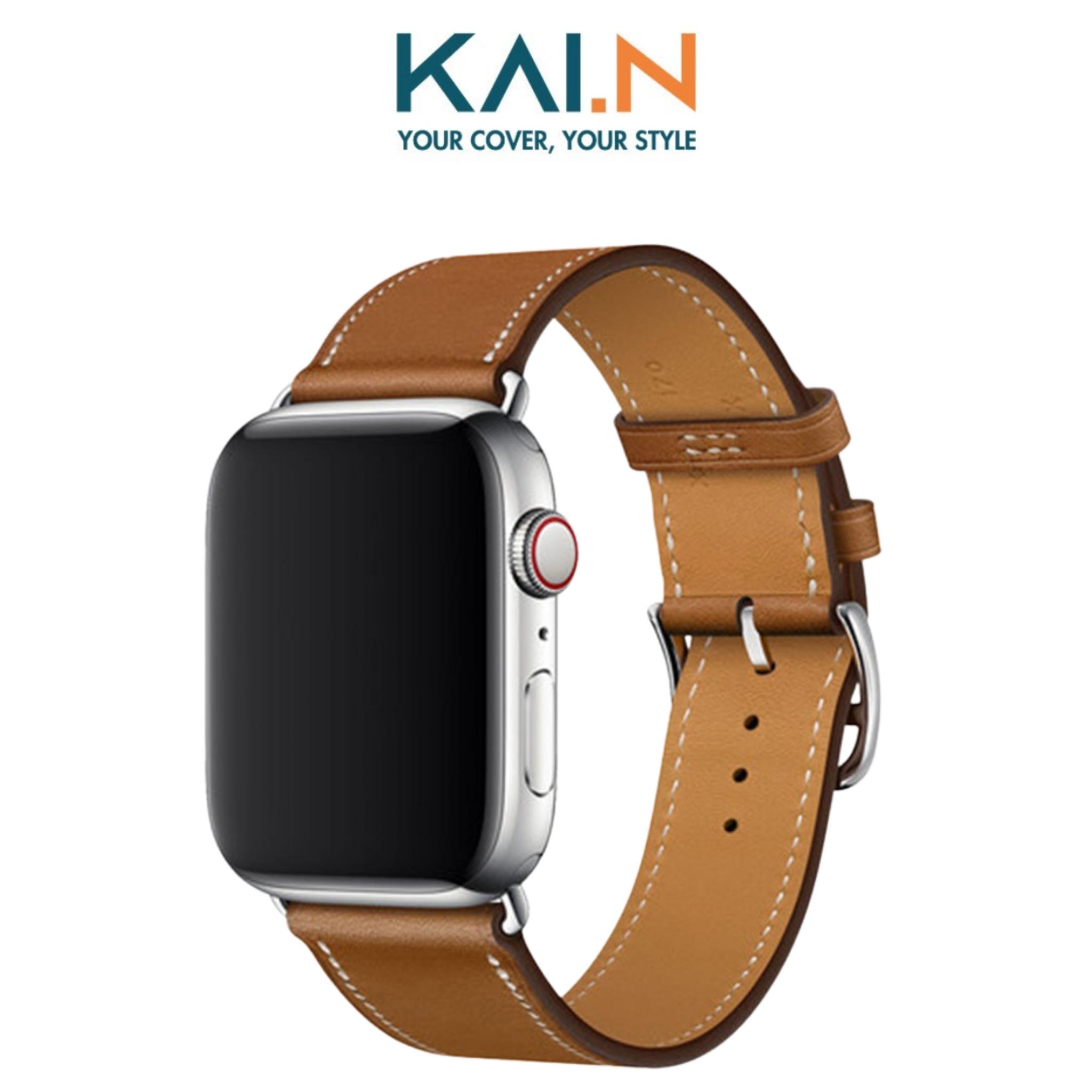 Dây Da Classic Sang Chảnh Kai.N Leather Dành Cho Apple Watch Series 1,2,3,4,5,6,7,SE – Hàng Chính Hãng – Nâu Sang Trọng – 424445mm- 49mm Ultra
