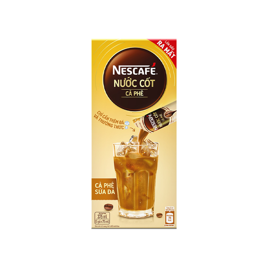 [TẶNG LY NHỰA NESCAFÉ MÀU NGẪU NHIÊN] Nước cốt cà phê NESCAFÉ - CÀ PHÊ SỮA ĐÁ (hộp 5 gói x 75ml)