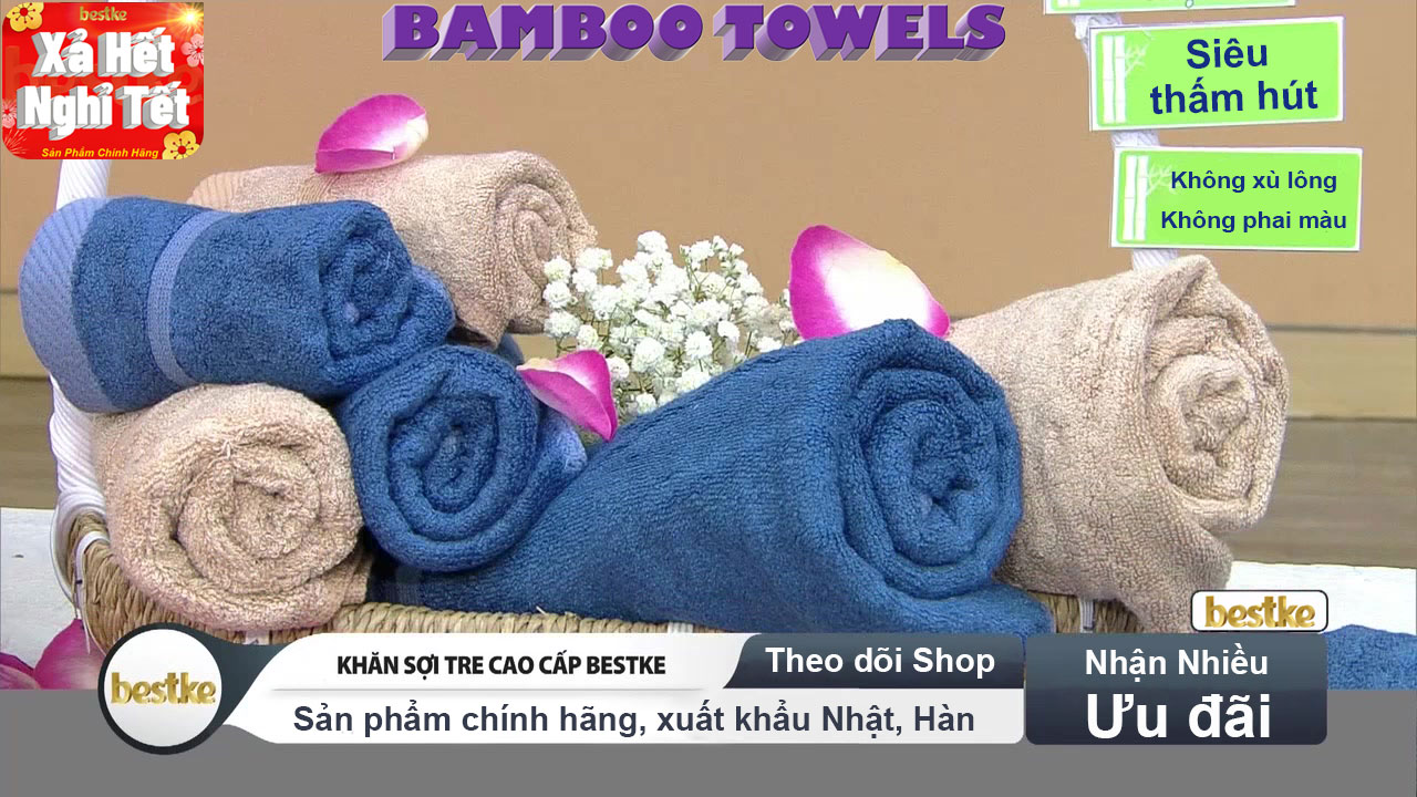 BỘ 3 Khăn Tắm, Khăn Gội, Khăn Mặt sợi tre Bestke Cao cấp Xuất khẩu Hàn Quốc màu Xanh, Bamboo Towel