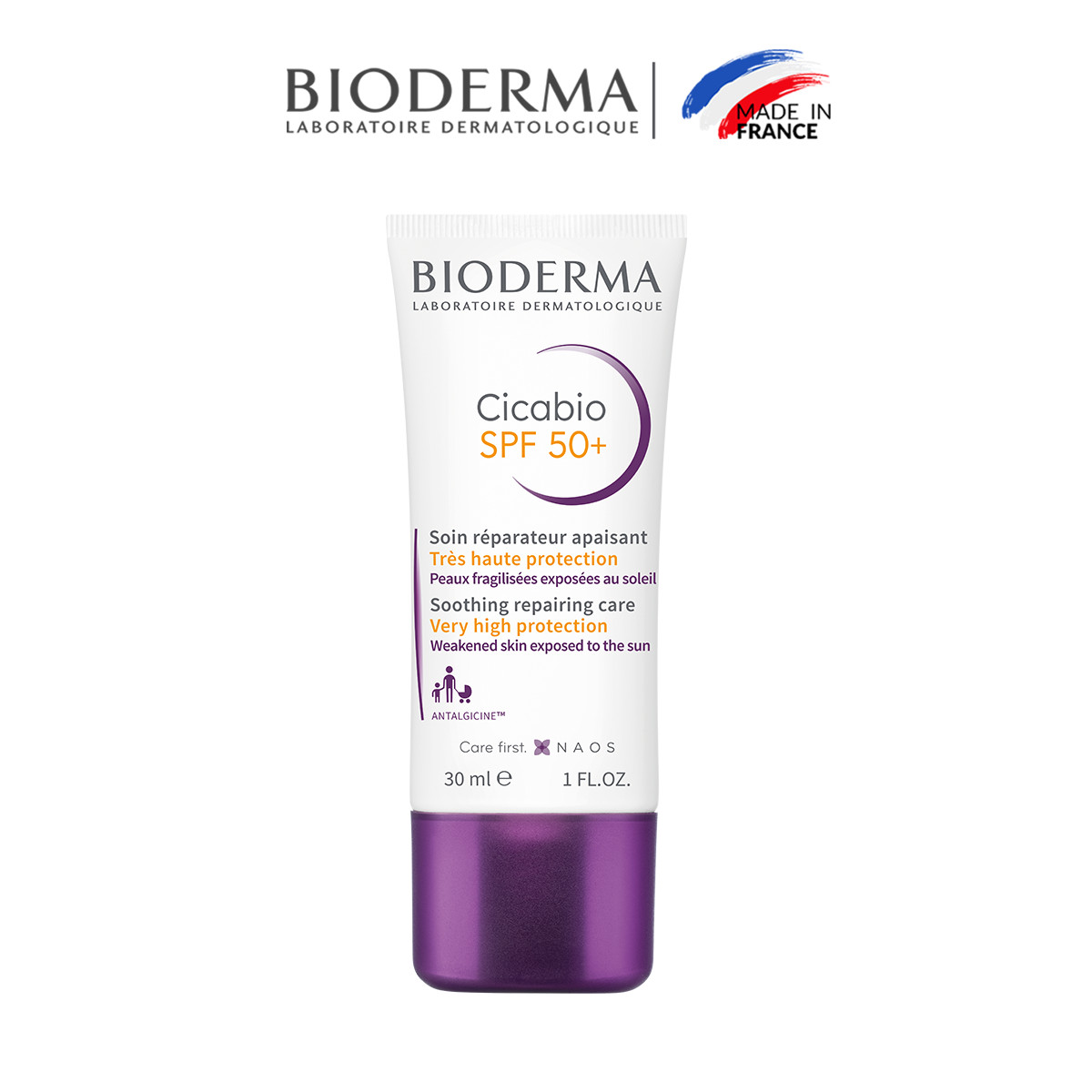 Kem Dưỡng Phục Hồi Da Tổn Thương Và Hạn Chế Tăng Sắc Tố Sau Viêm Bioderma Cicabio Creme Spf 50+ 30ml