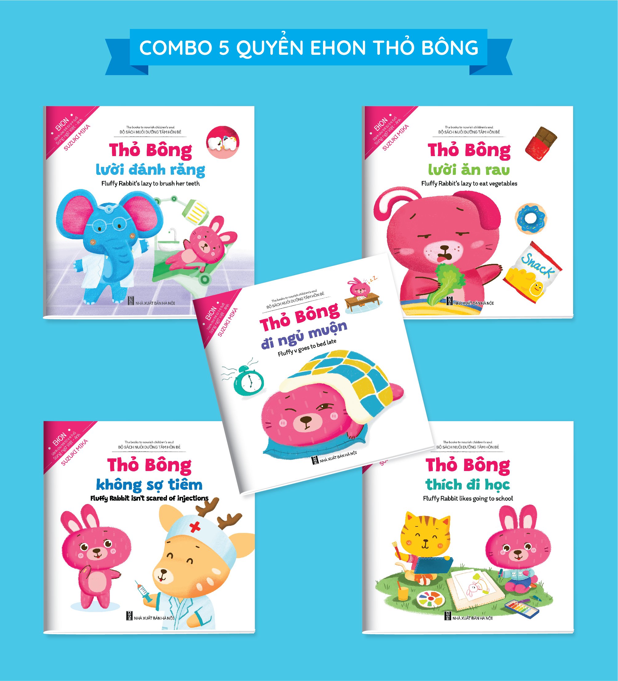 Bộ Ehon kĩ năng sống Thỏ Bông 5 quyển -