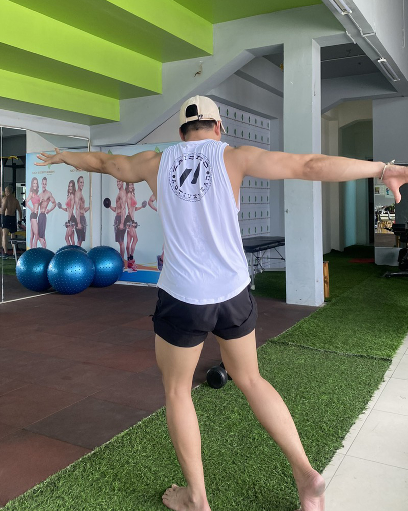 Áo ba lỗ thể thao Droparm muscle Tanktop trắng_ zaibro