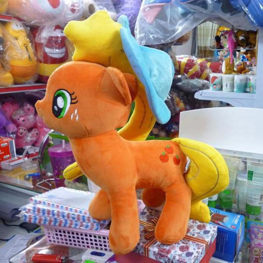 Ngựa Pony cam size 30cm nón màu ngẫu nhiên