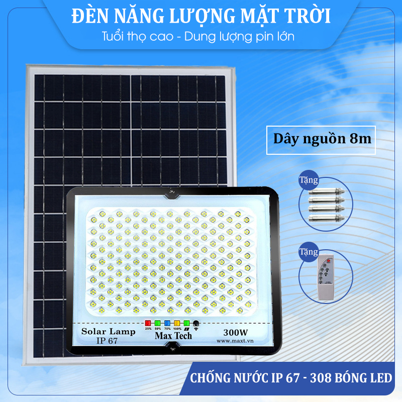 Đèn năng lượng mặt trời MAXTECH bóng to 150w-200w-250w-300w- Đèn LED ngoài trời, Tuổi thọ cao - D1370