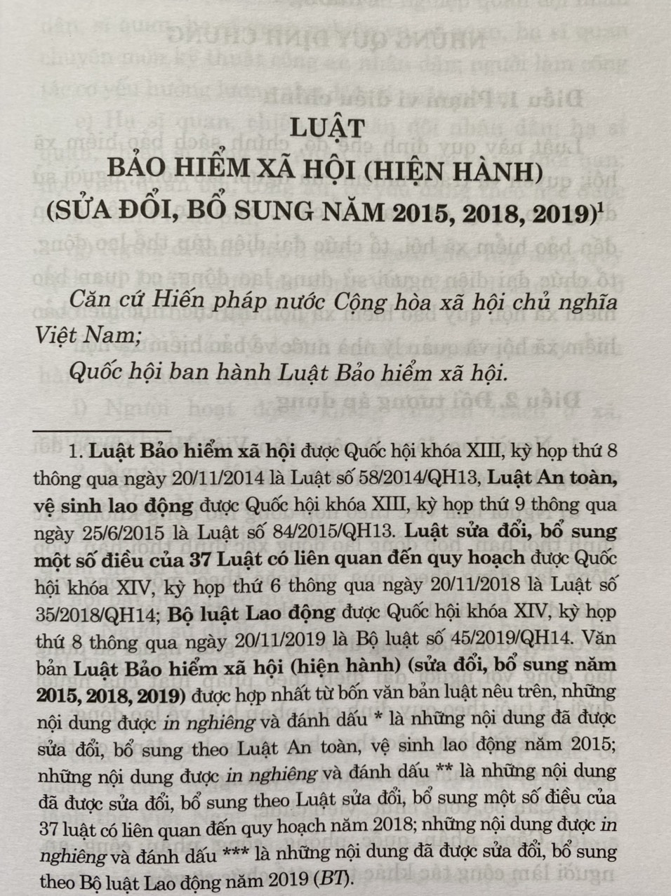 Luật Bảo Hiểm Xã Hội (hiện hành) (sửa đổi năm 2015, 2018, 2019)