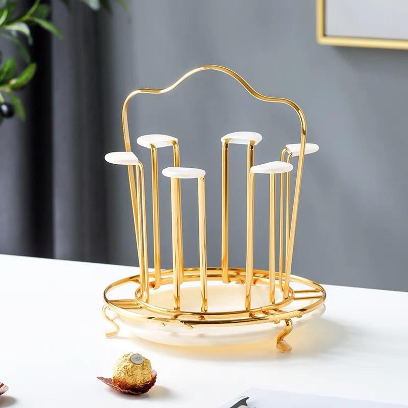 Combo bình đựng nước uống thuỷ tinh kèm 6 cốc vân sần giá úp cốc và khay gỗ