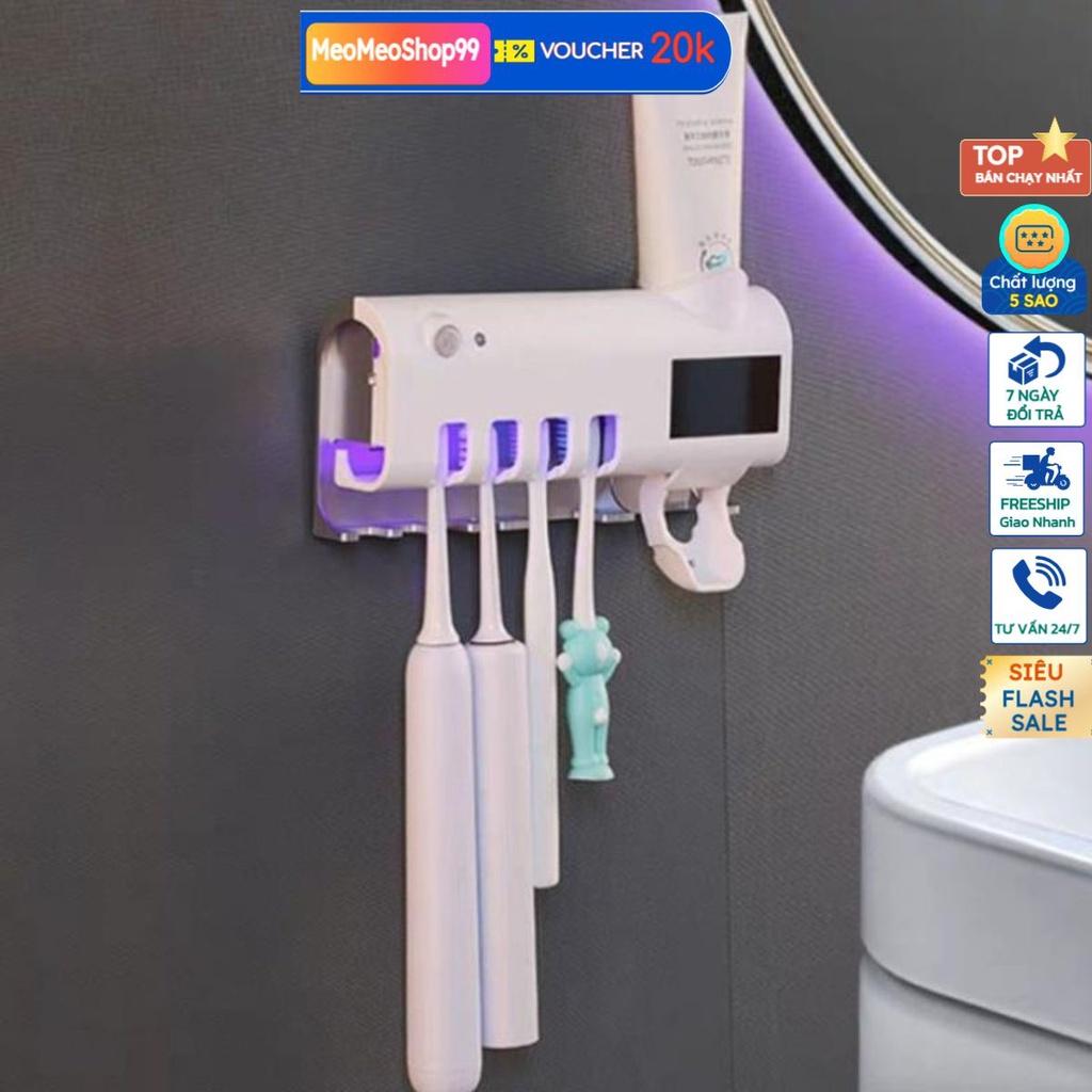 Giá treo bàn chải kết hợp bộ nhả kem đánh răng được trang bị khử khuẩn bằng tia UV