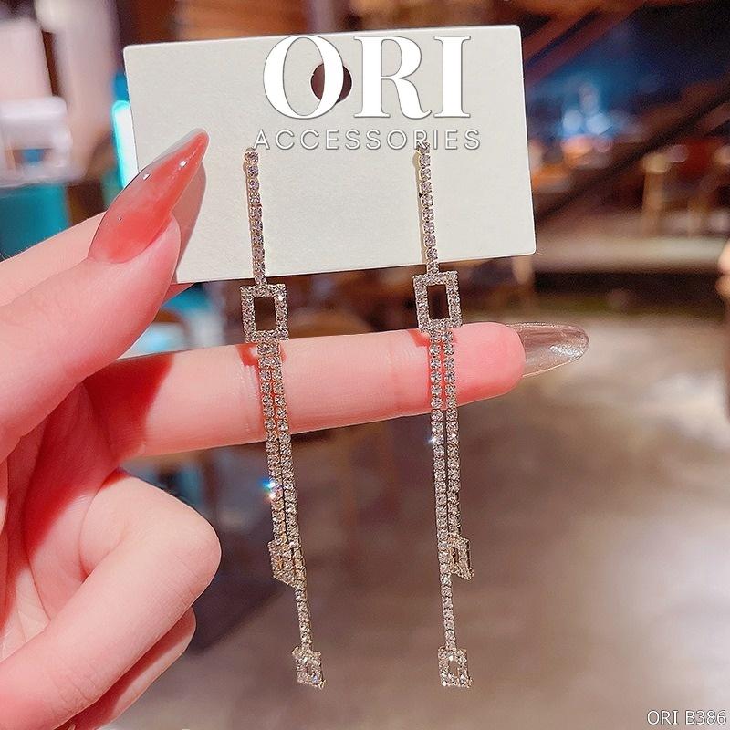 Bông tai nữ dáng dài đính đá Fidelia tinh tế thời trang ORI ACCESSORIES B386