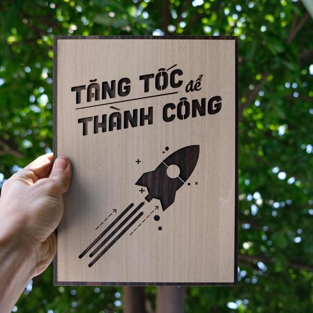 Tranh treo tường bằng Gỗ treo phòng làm việc TBIG026: Tăng tốc để thành công