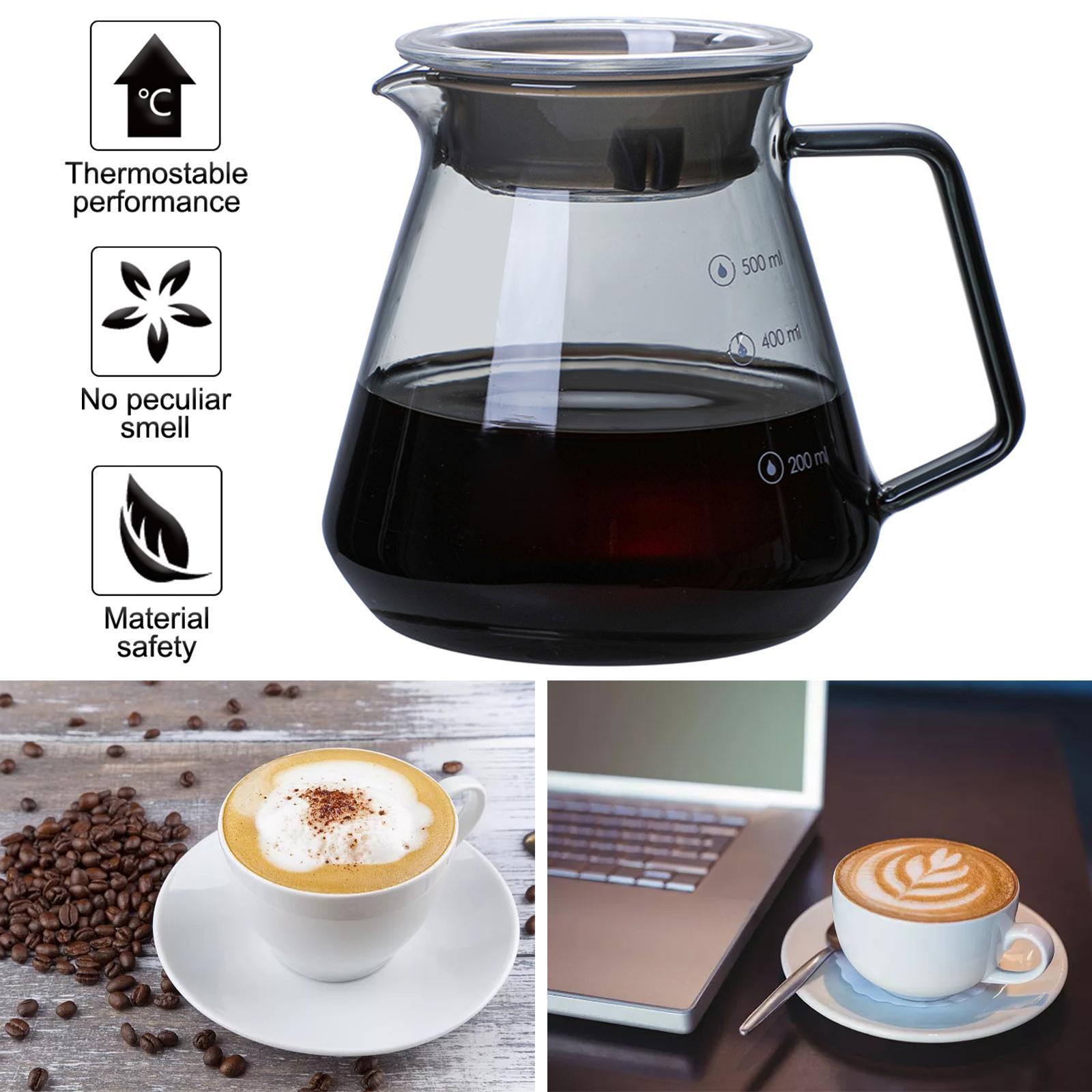 Pour Over Coffee Pot Carafe Coffee Brewer, Heat Resistant Coffee Maker for Barista Bar Cafe