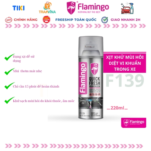 Chai xịt xông khử mùi diệt khuẩn nano trong xe ô tô Flamingo F139 - 220ml - Hàng chính hãng
