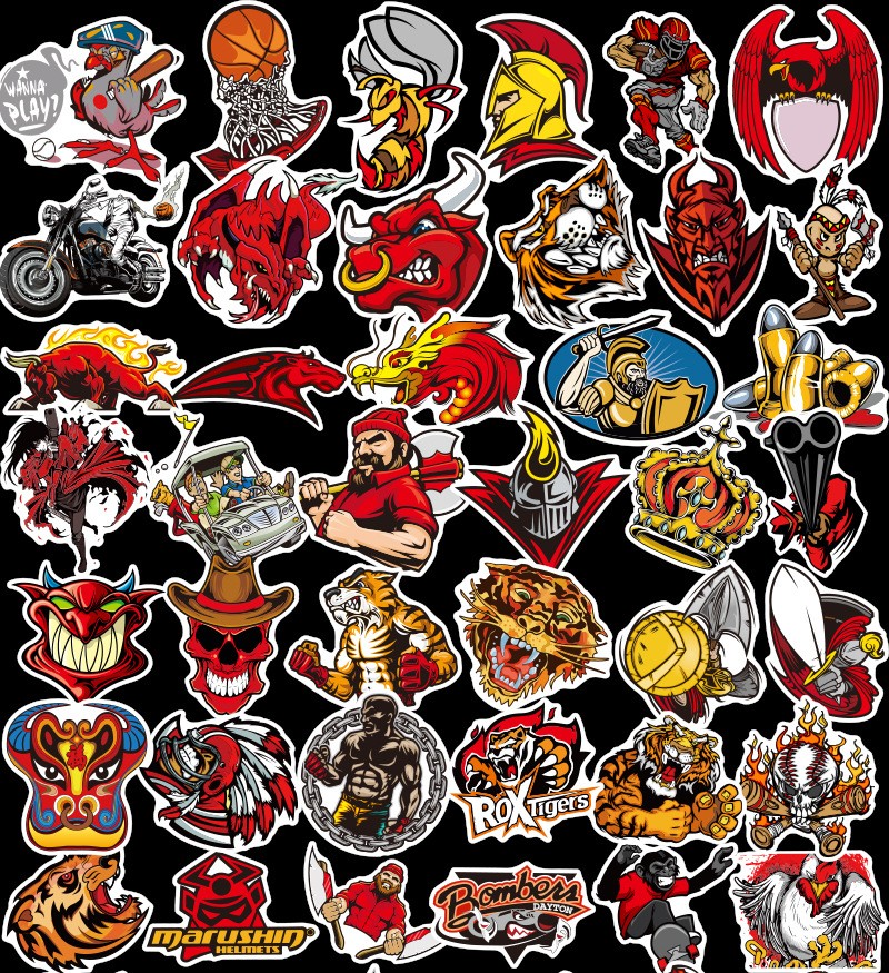 Bộ 100 miếng Sticker hình dán Red Warrior