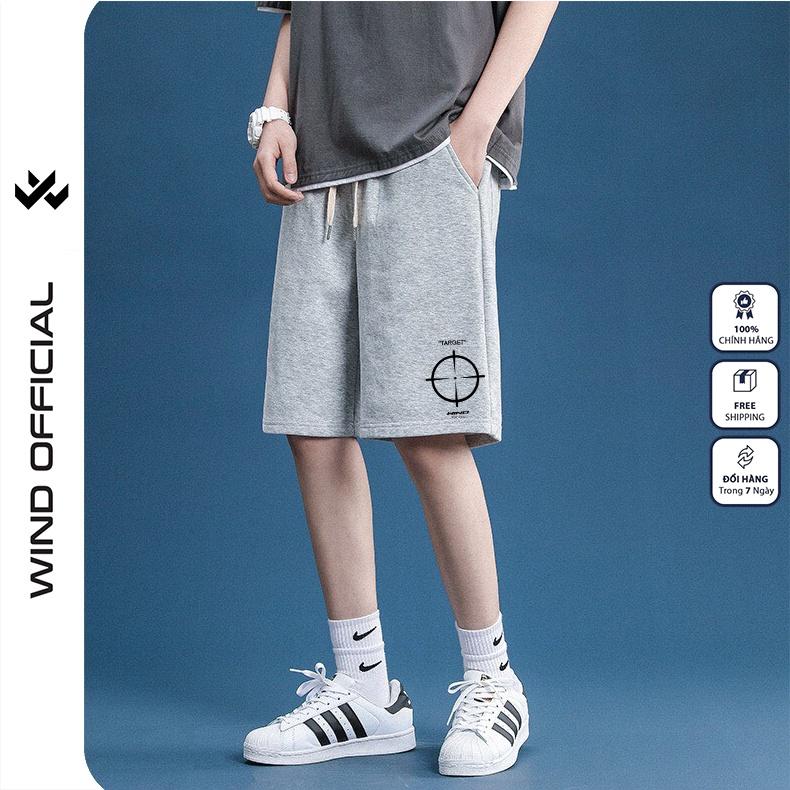 Quần short thun nam nữ WIND unisex ống rộng WIND TARGET đùi lửng ngố thời trang mặc nhà