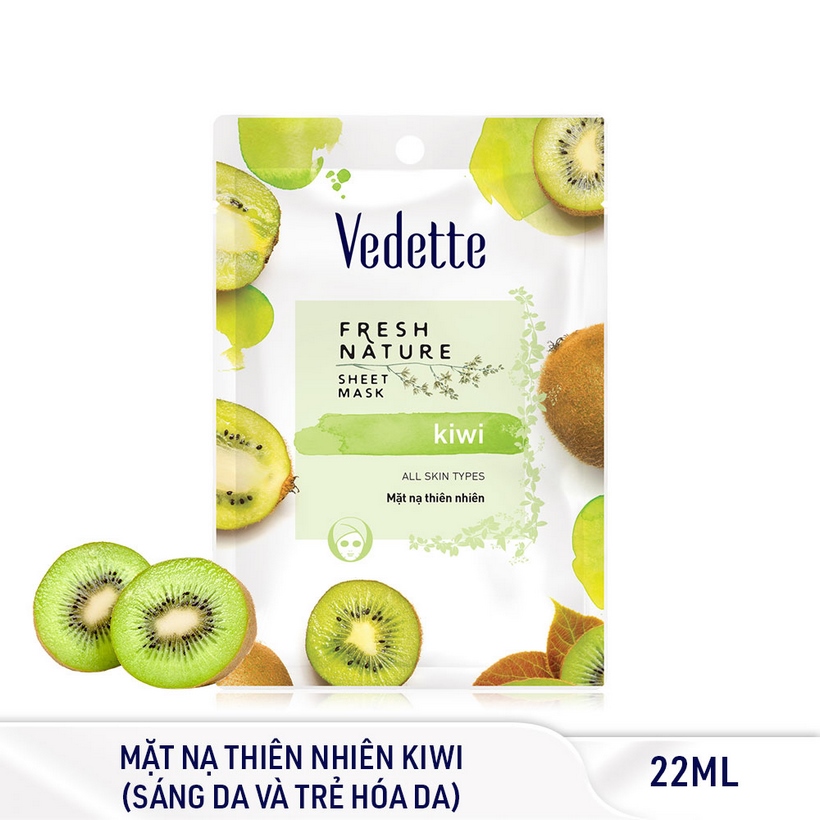 Combo 6 Mặt Nạ Thiên Nhiên Sáng Khỏe Tự Nhiên Kiwi Vedette Fresh Nature Sheet Mask Set Kiwi 25g x 6