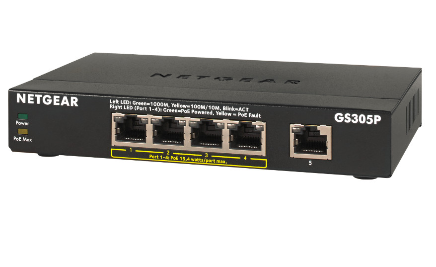 Bộ Chia Mạng 5 Cổng Switch Netgear GS305P 5 Port Gigabit Ethernet Unmanaged Switch with 4-Port PoE - Hàng Chính Hãng