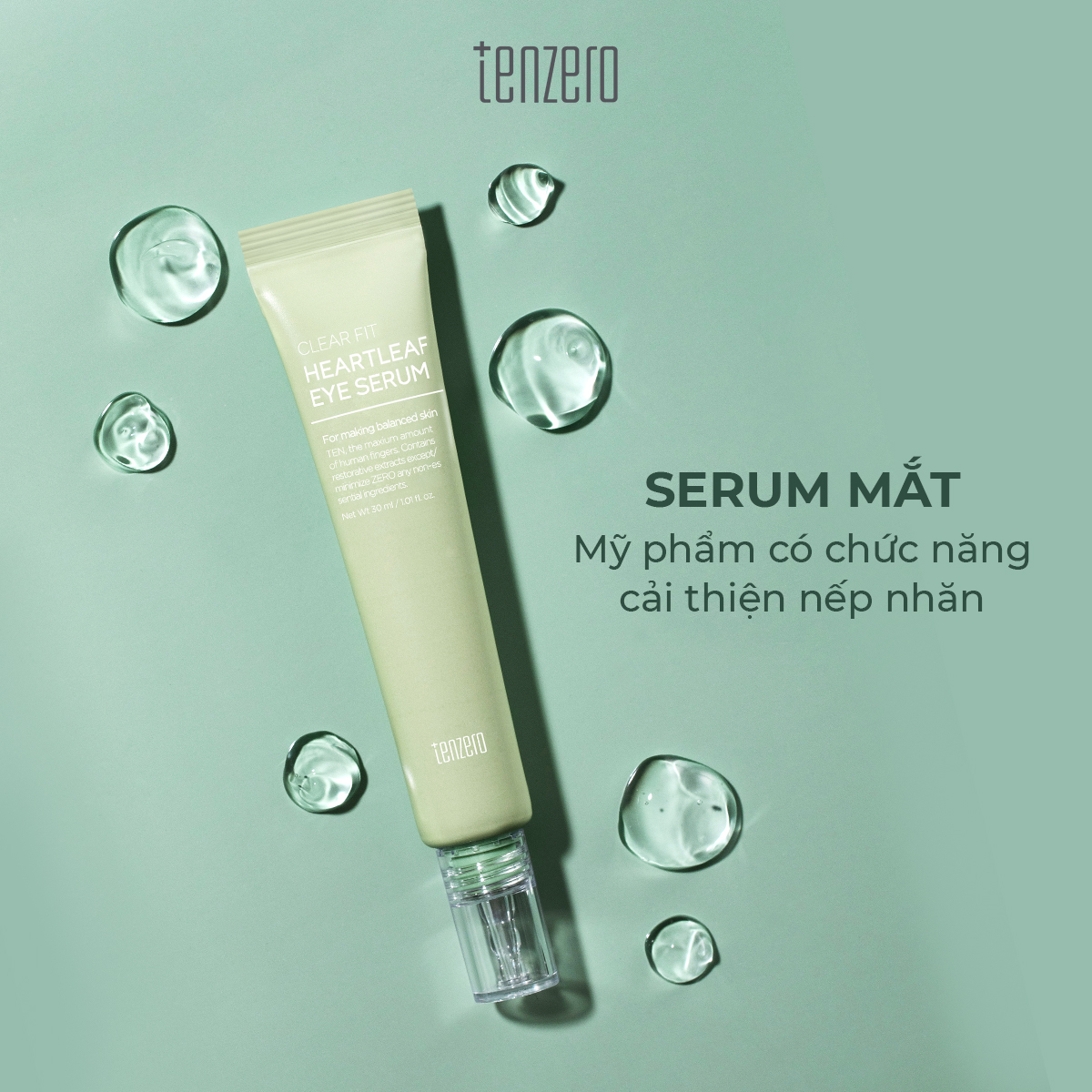 Serum dưỡng vùng da mắt giảm thâm, ngăn ngừa nếp nhăn Tenzero Clear Fit heartleaf Eye Serum 30ml