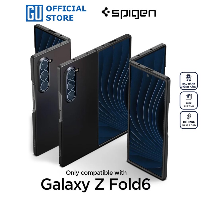 Ốp Lưng Spigen Air Skin Black Cho Samsung Galaxy Z Fold6 ACS07816 Thiết Kế Tối Giản Mỏng Nhẹ Chống Dấu Vân Tay Hàng Chính Hãng