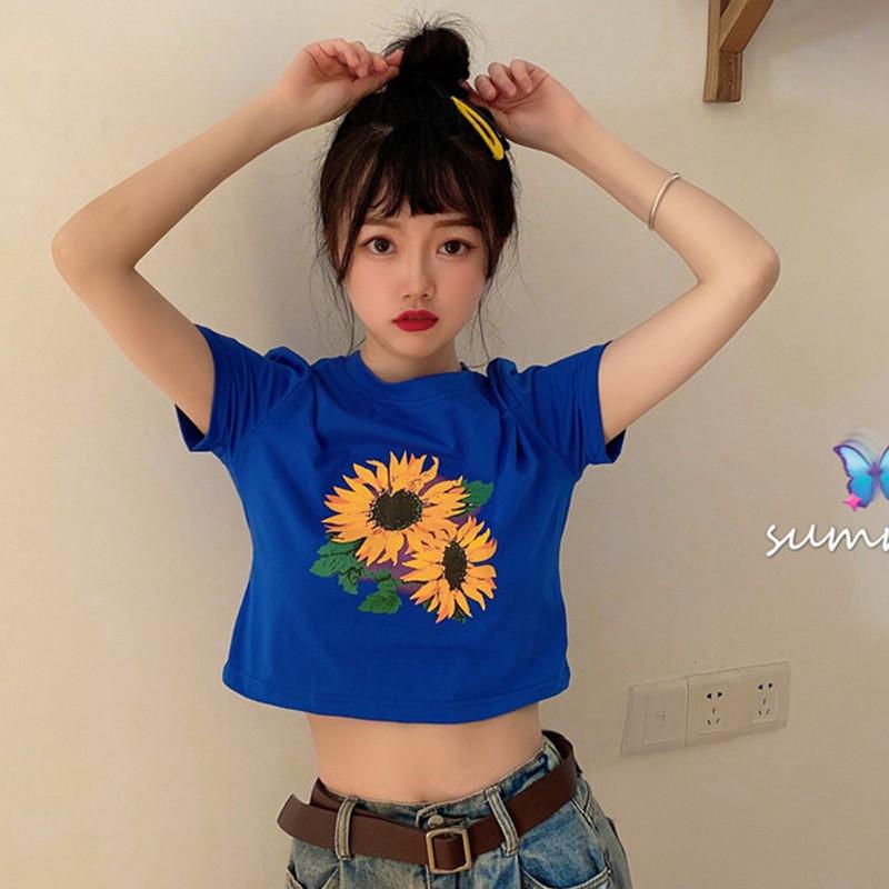 Áo Thun Nữ Tay Ngắn Dáng Rộng In Họa Tiết Trẻ Trung