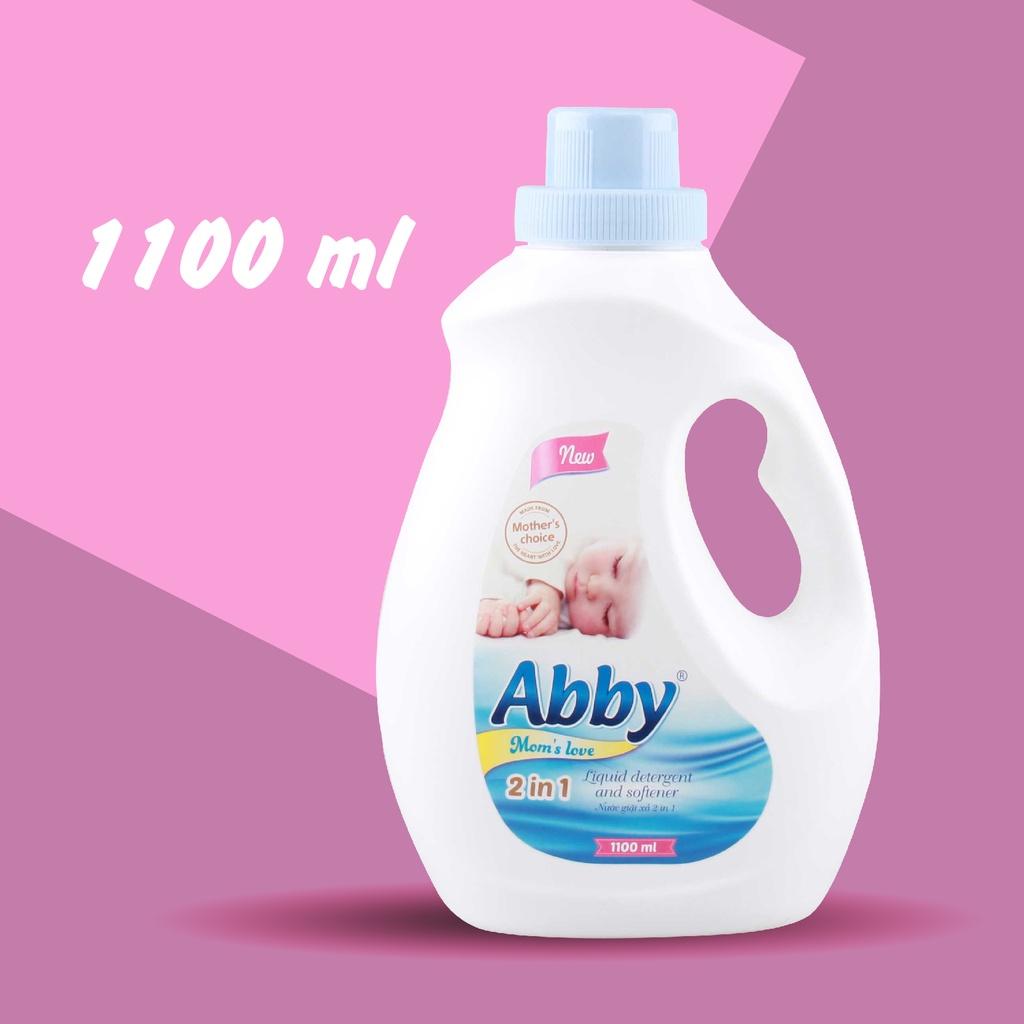 Nước giặt xả mẹ và bé 1100 ml ABBY màu XANH an toàn, làm mềm vải, hương thơm dịu nhẹ, sạch vết bẩn trẻ em
