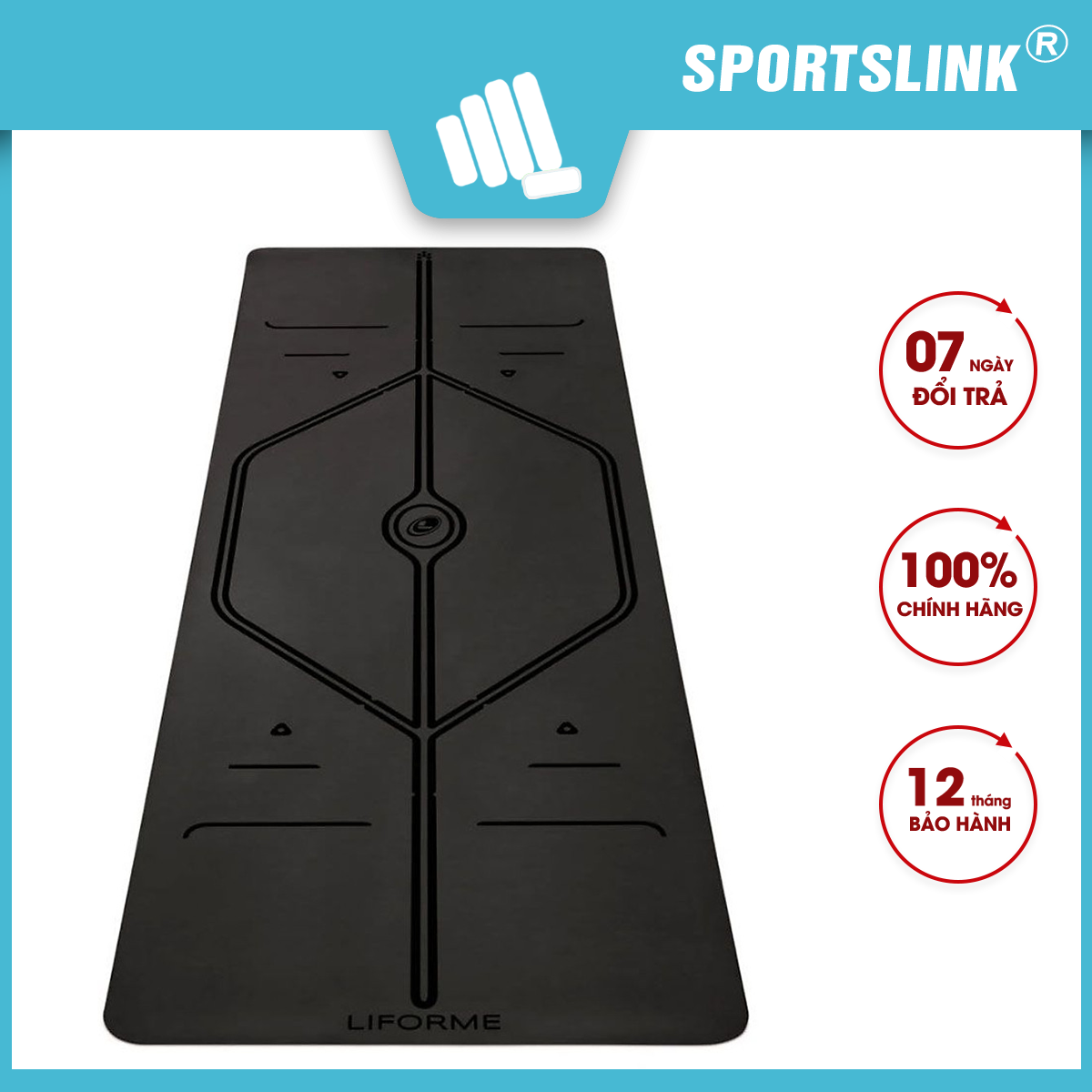 Thảm yoga định tuyến PU Sportslink Liforme XL Black 4.2mm