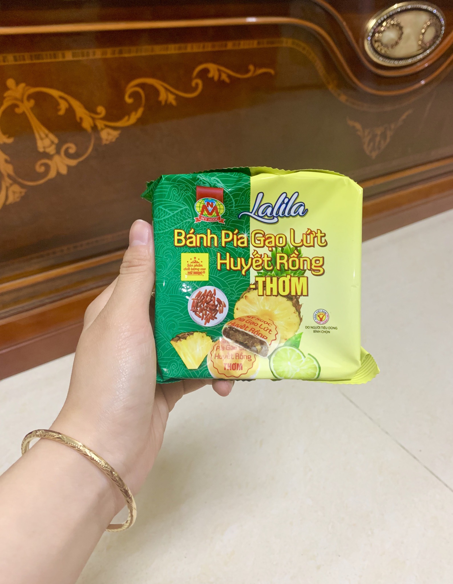 MỸ NGỌC - 380g Bánh pía CHAY nhân GẠO LỨT HUYẾT RỒNG chanh tươi THƠM chín [ KHÔNG CÓ sầu riêng &amp; TRỨNG MUỐI ]