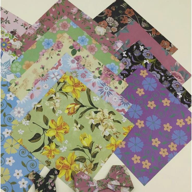 Giấy Thủ Công Gấp Origami, Mẫu Hoa Đầy Màu Sắc, 2 mặt hình, 60 tờ, 15x15cm, 2 Mặt Hình ( 80gsm)
