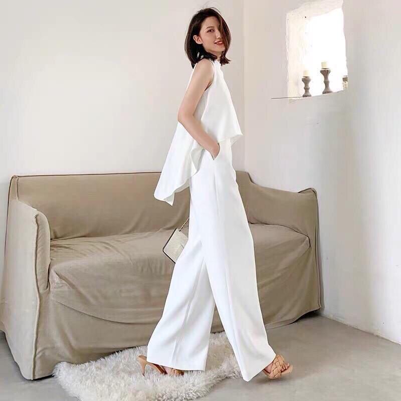 Full set Thanh Lịch hot 2021 Nịnh dáng hack Chân Dài quần suông áo sát nách CÓ BÁN RỜI