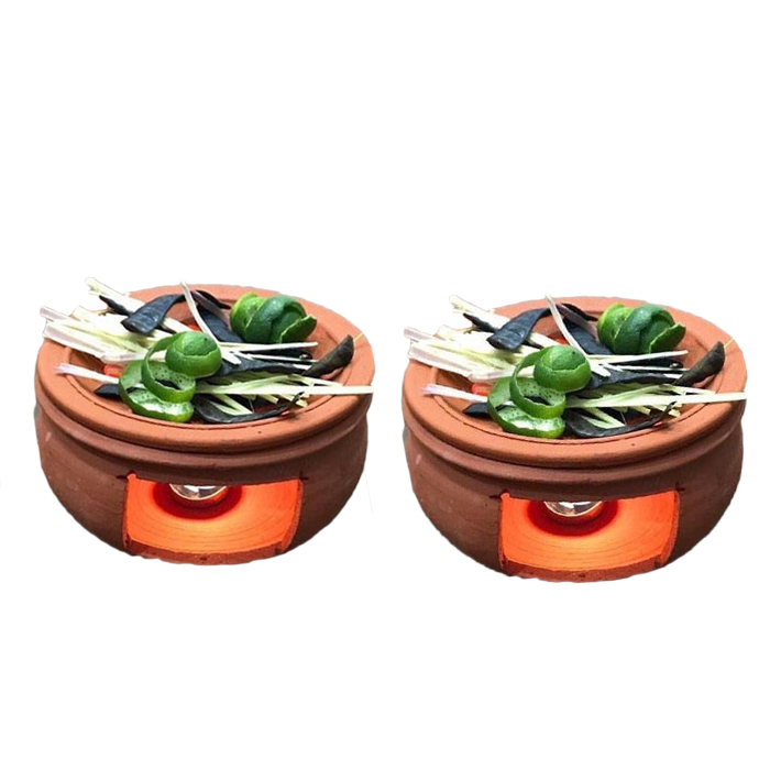Combo 2 bếp xông đốt bồ kết chanh sả thảo dược tặng 1 hộp nến 10 viên