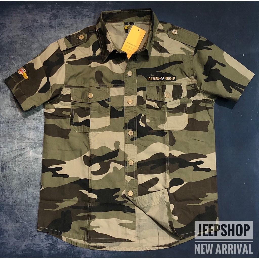 Áo sơ mi ngắn tay màu camo - camo vàng lợt
