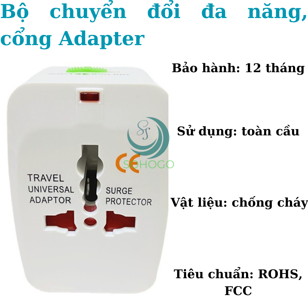 Ổ cắm điện du lịch 3 in 1 đa năng, dùng cho toàn cầu-Phích cắm chuyển đổi du lịch quốc tế Adapter