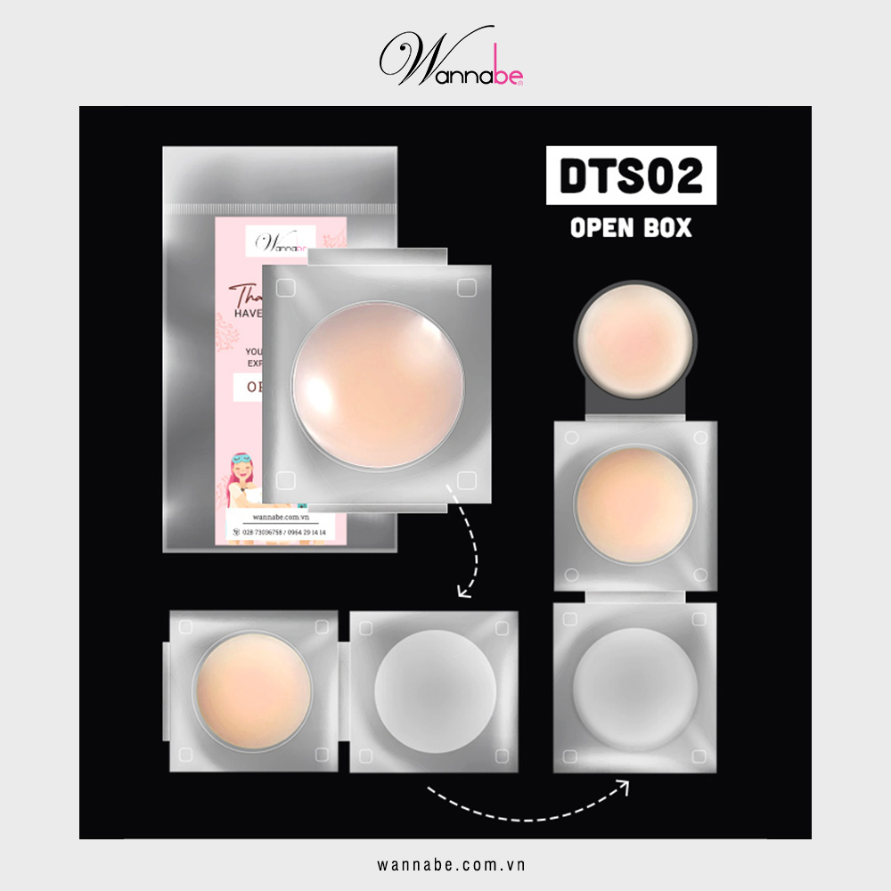 Miếng dán ti WANNABE DTS02 dán ti silicon y tế không keo bám chặt người nhờ nhiệt tự thân, không keo không kích ứng
