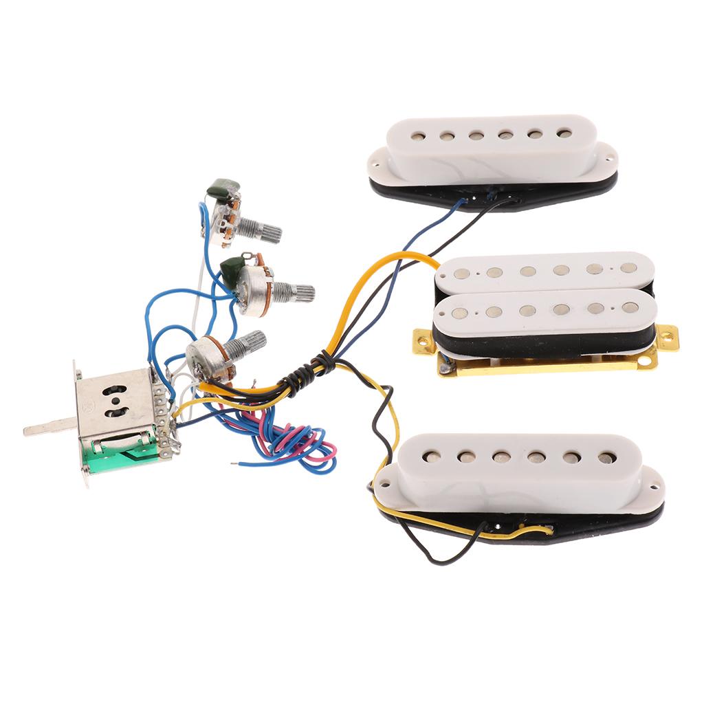 Prewired 6 String Guitar Single Coil Pickup Humbucker Pickup 3 Way Toggle Switch with Volume&Tone Control Knobs