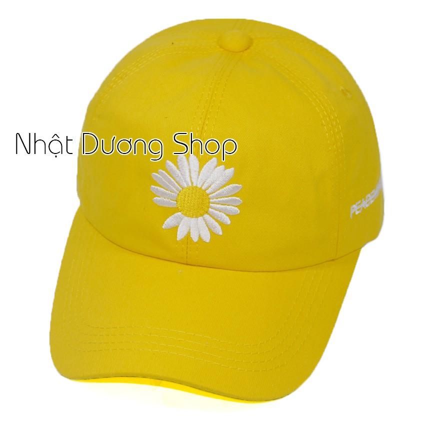 Mũ lưỡi trai hoa cúc họa mi nón kết hoa cúc được may bằng khóa gài cao cấp kết hợp chất liệu vải cotton