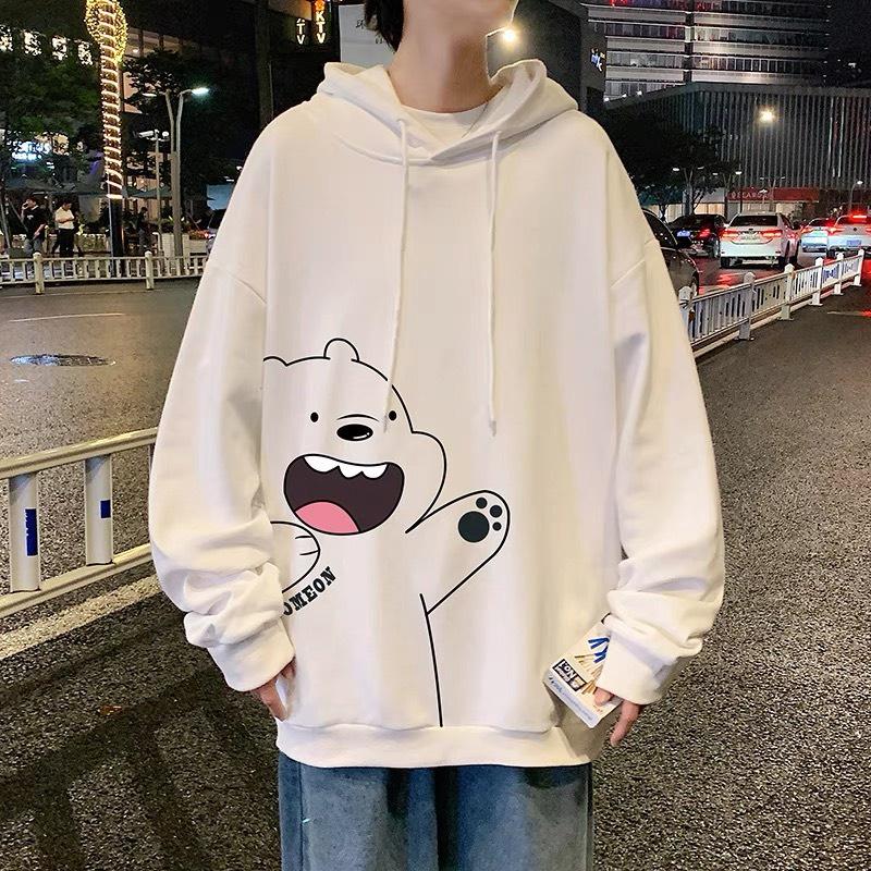 Áo hoodie dài tay hình gấu béo chất vải cotton thoáng khí