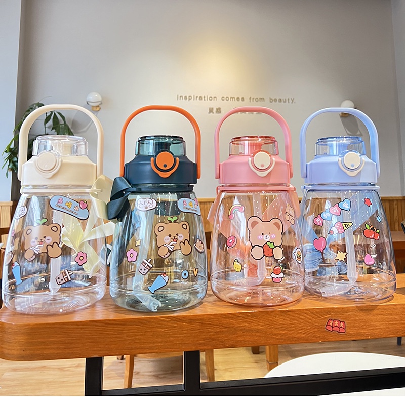 Bình Nước Nhựa Cao Cấp Dung Tích 1200ml Kèm Dây Đeo Cực Tiện Lợi Xinh Xắn Dễ Thương.