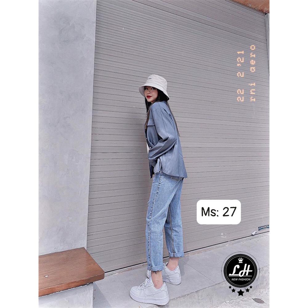 Quần baggy jean nữ rách gối 1 line Lê Huy Fashion kiểu 1 nút hàng đẹp MS 27