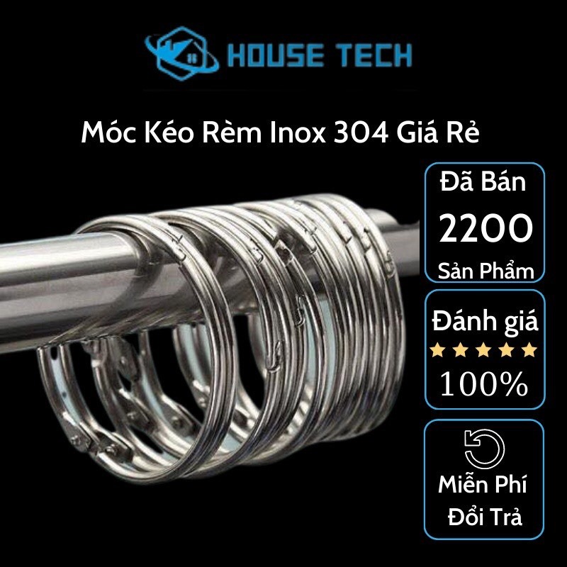 Bộ 12 móc rèm cao cấp bằng inox 304 không rỉ dùng treo rèm cho phòng khách, phòng ngủ, nhà tắm