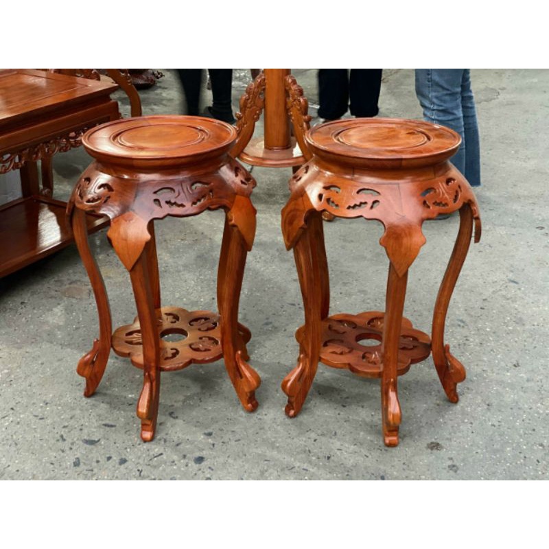 Đôn lá trầu gỗ hương đá mặt 30 cm cao 70 cm