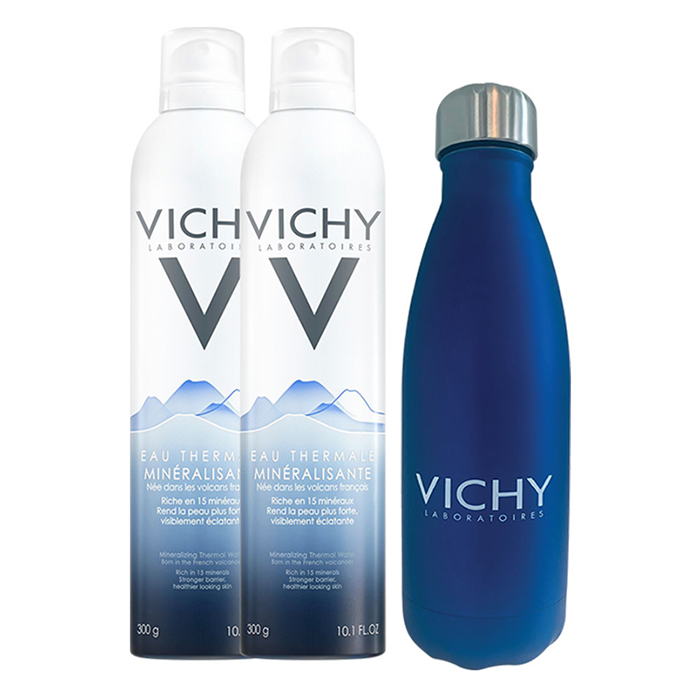 Bộ Đôi Xịt Khoáng Dưỡng Da Vichy Thermal Spring Water 300ml Và Bình Bước cao Cấp