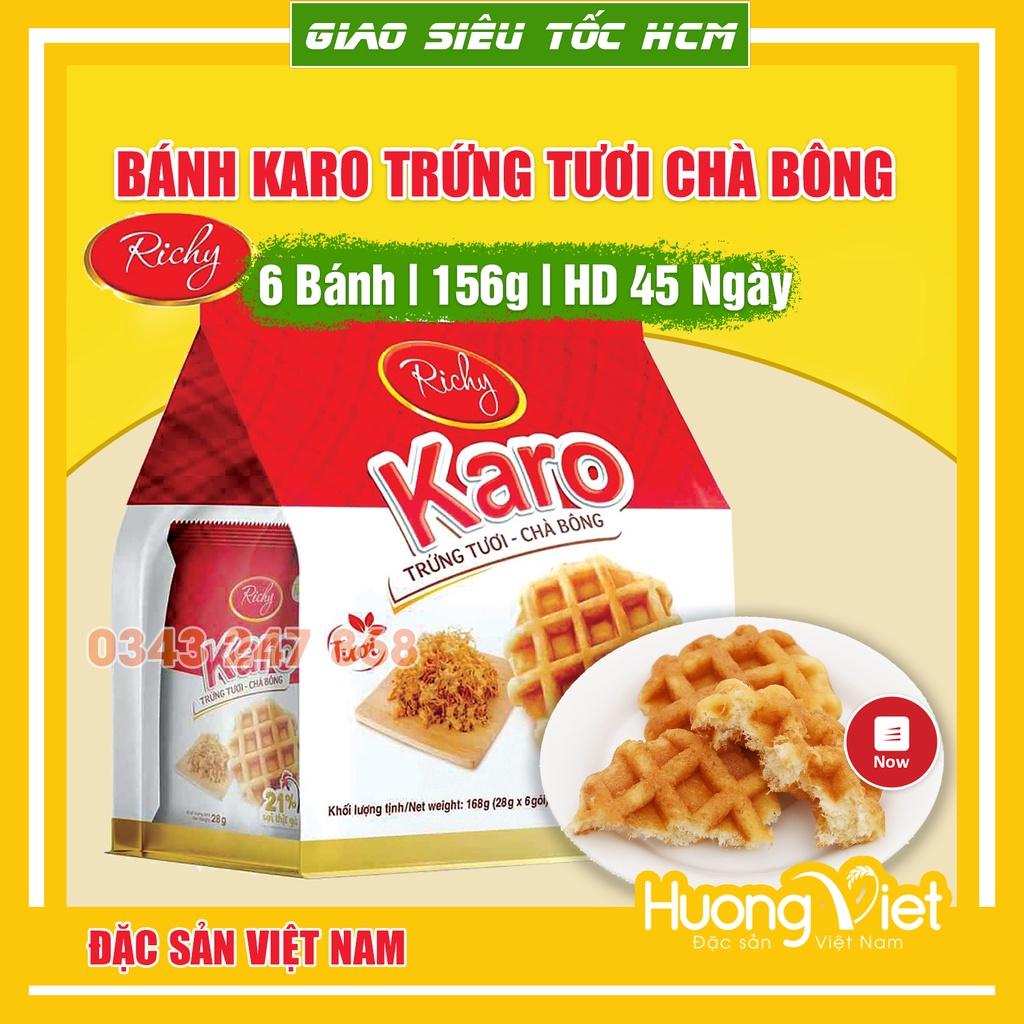 Bánh Karo Richy trứng tươi chà bông sợi gà túi 156g , bánh trứng tươi karo mềm ngon, bánh caro