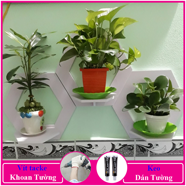 Kệ treo tường trang trí không cần khoan, chất liệu gỗ Pitech cao cấp màu trắng, đặt bình hoa, siêu cute, siêu dễ thương - a27