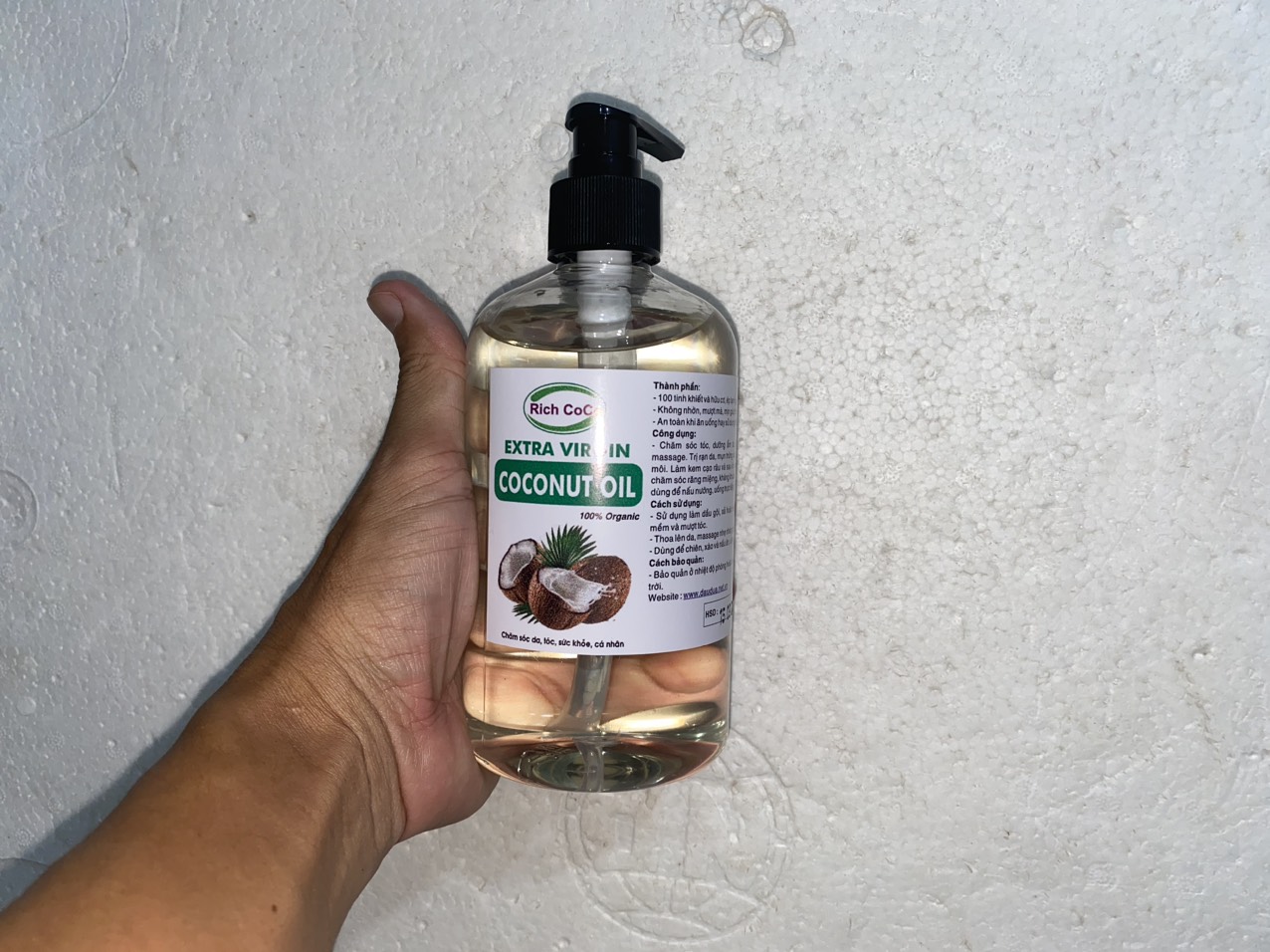DẦU DỪA HỮU CƠ ÉP LẠNH - RICH COCO – EXTRA VIRGIN COCONUT OIL – CHAI 500ml