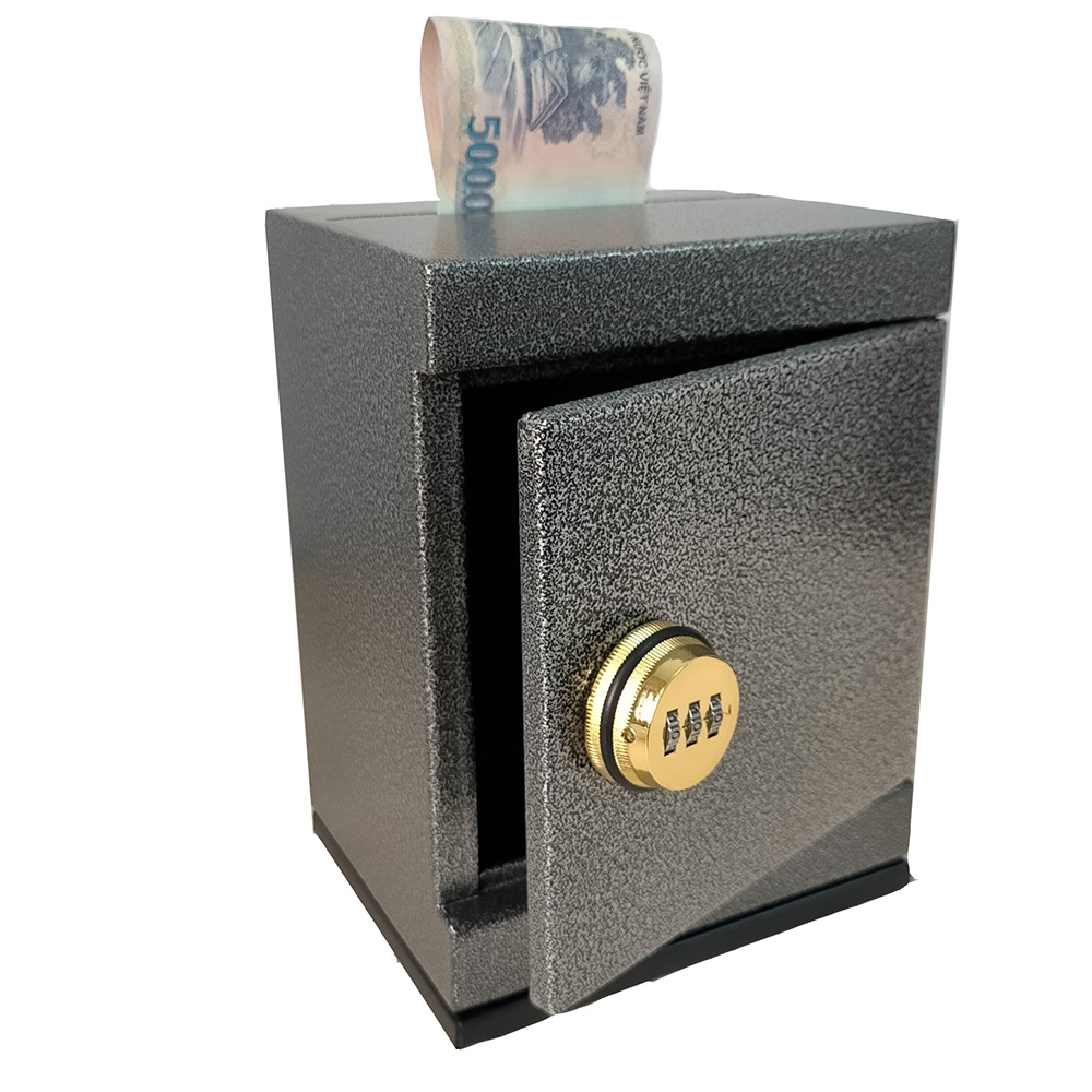 Két sắt mini khóa số không chìa đen tiết kiệm mini safe box black piggy bank - XSDN03 NHỎ 20 x 15 x 12 cm