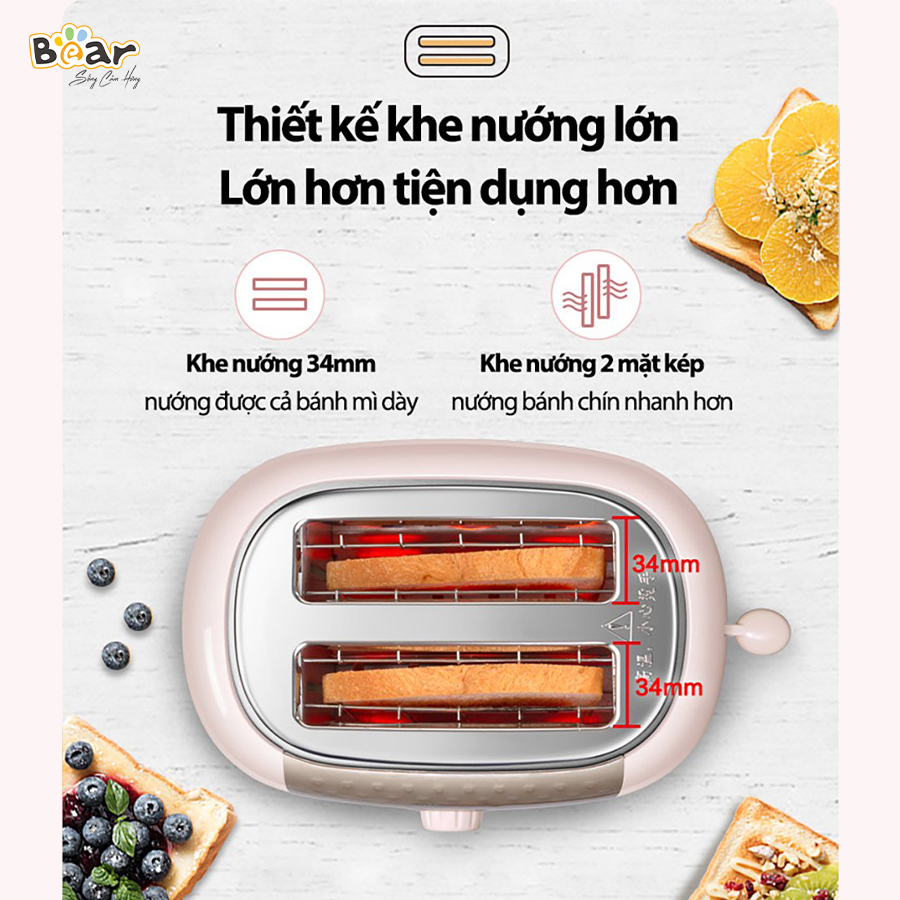 Máy Nướng Bánh Mì Sandwich Bear 6 Mức Điều Chỉnh Tích Hợp Chức Năng Nướng Hẹn Giờ Tự Động DSL-601 - Hàng Nhập Khẩu