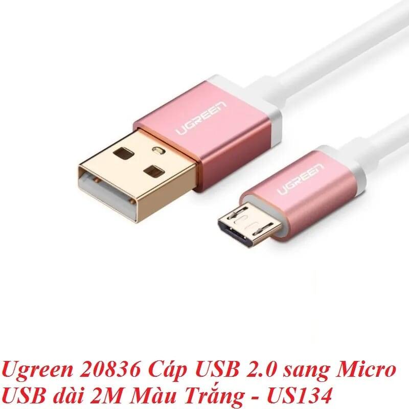 Ugreen UG20836US134TK 2M Màu Trắng Cáp sạc USB 2.0 sang Micro USB - HÀNG CHÍNH HÃNG