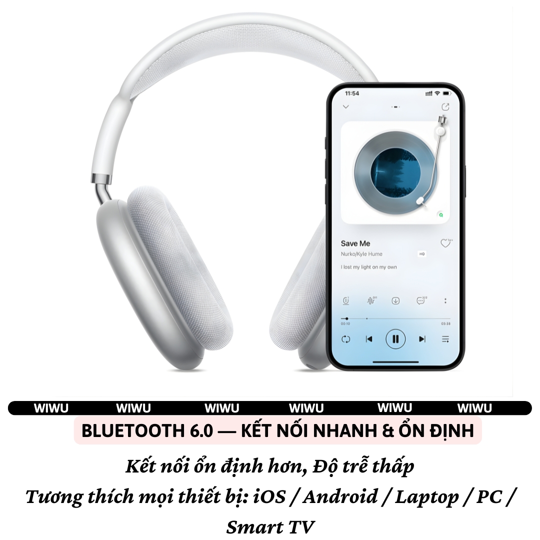 Tai Nghe Bluetooth 6.0 chống ồn chủ động SonicMax ANC 38dB hiêuWiWU Airbuds MAX TD-18 -38dB | Driver 40mm | Pin 40 Giờ | Earcups Xoay 360 | Headband Thoáng Khí - hàng nhập khẩu