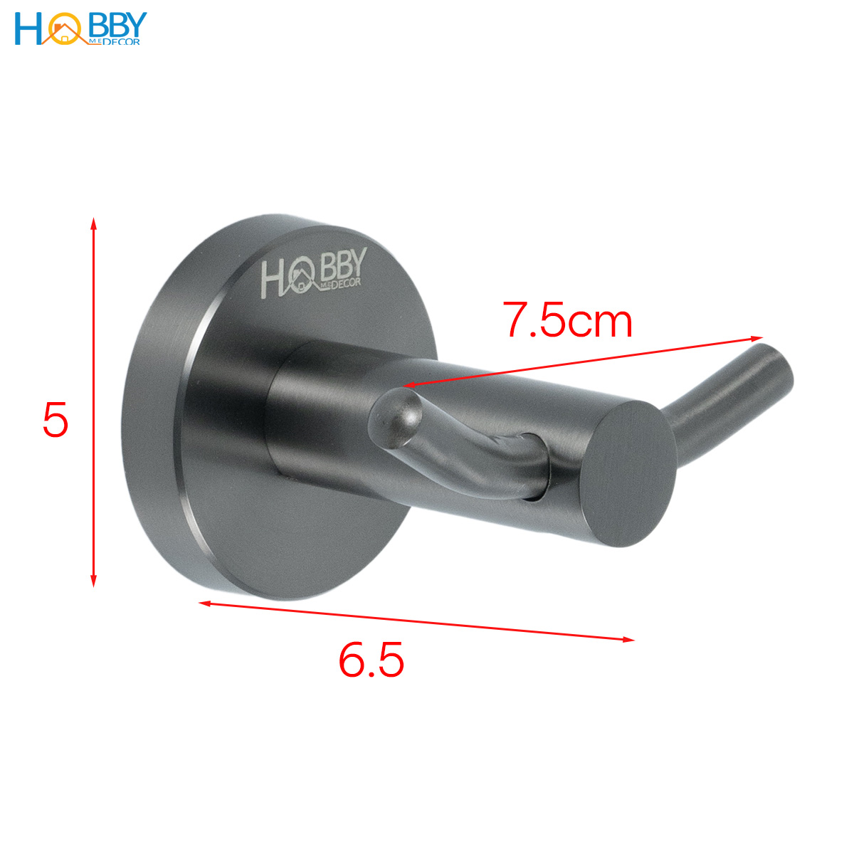 Móc treo đồ có 2 chấu ngang inox 304 sơn đen Hobby home decor T2X