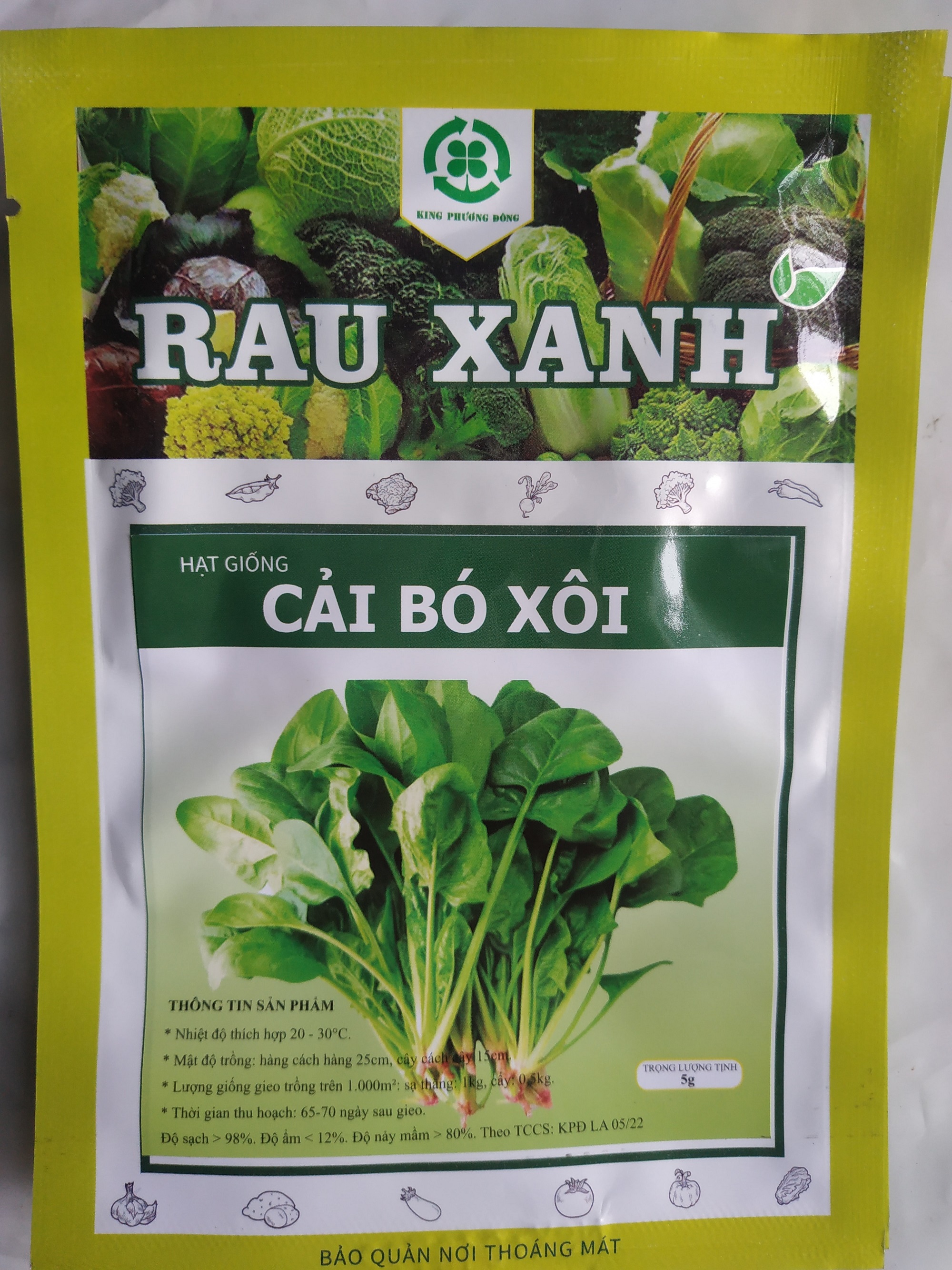 Hạt giống CẢI BÓ XÔI - gói 5 gram