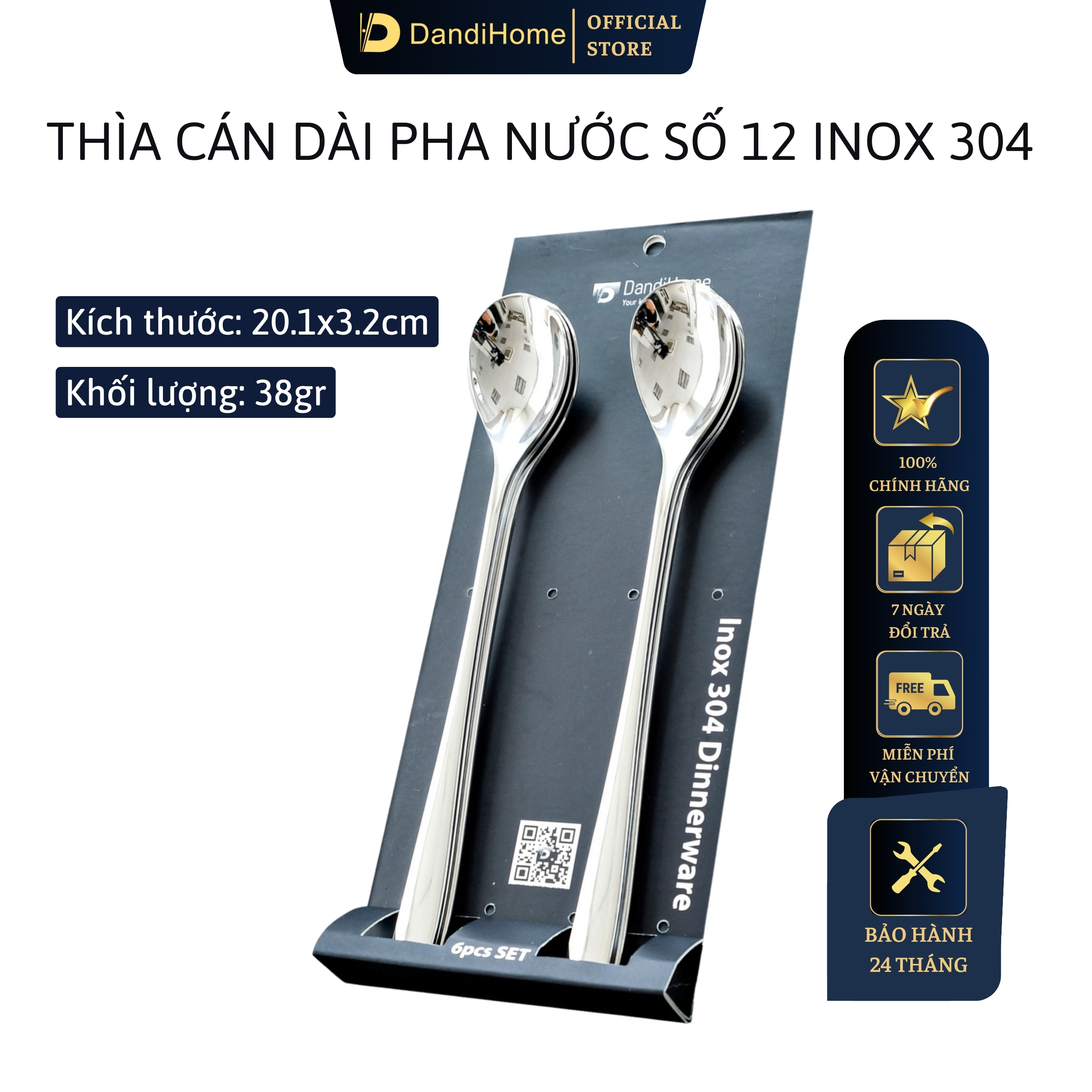 Bộ 6 Thìa Inox 304 Pha Nước Số 12