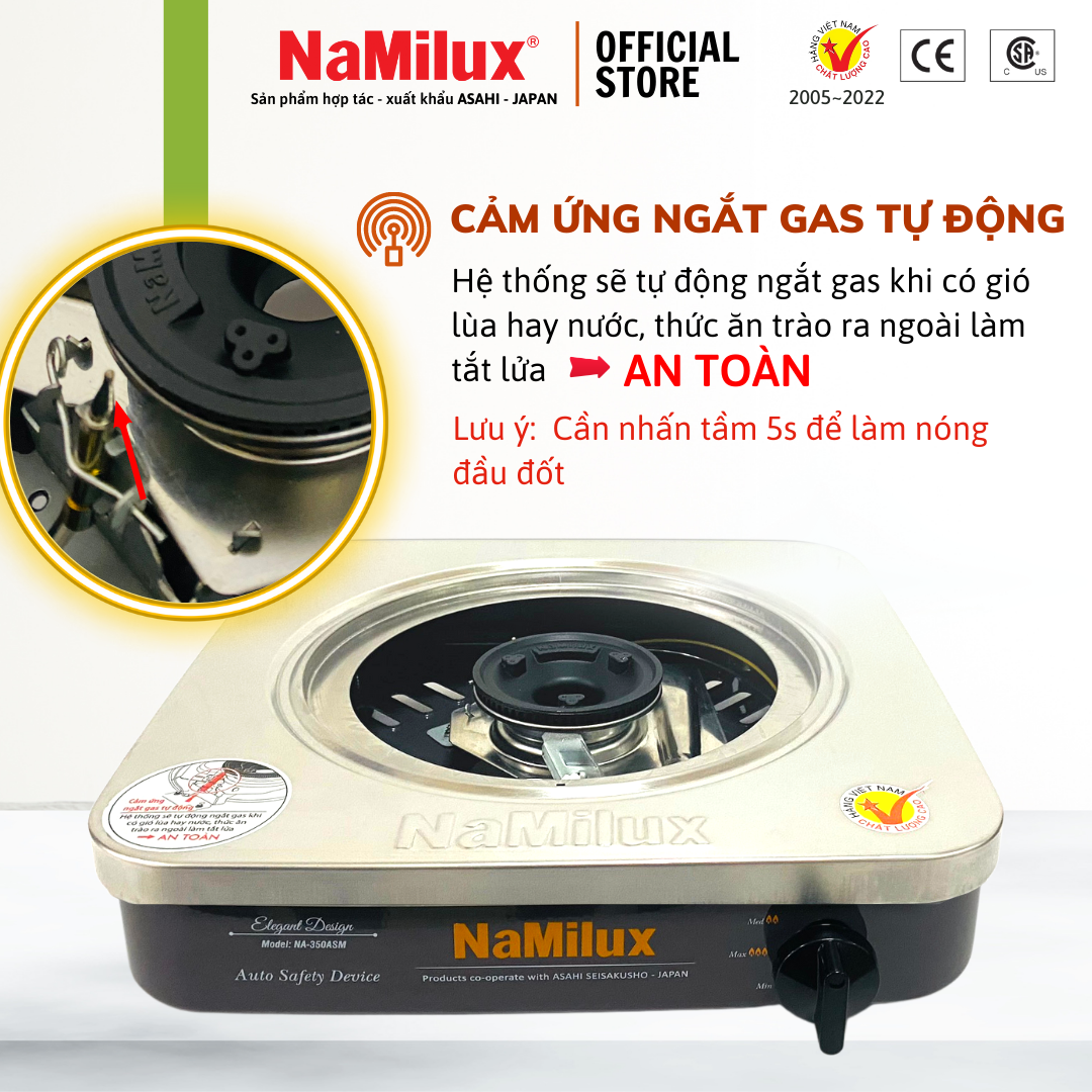 Bếp Gas Đơn Cao Cấp NaMilux NH-210ASM /NA-350ASM│Cảm Ứng Tự Động Ngắt Gas│Lượng Gas Tiêu Thụ Tối Đa 215g/giờ│Hàng Chính Hãng